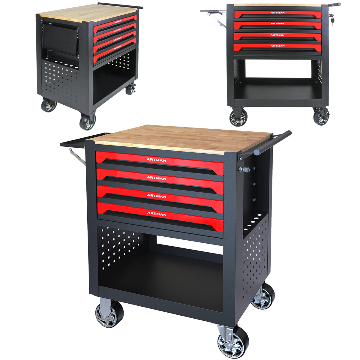 Seizeen 4-Tier Rolling Tool Cart, Multi-Purpose Mechanic Tool Chest On ...