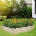 Outdoor Wooden Raised, 48'' x 48'' Garden Bed Extra Large, Durable Planter Box for Vegetables, Flowers, Grass, Lawn, Yard - Natural