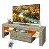 Media TV Console & TV Stand, Modern Entertainment Center with LED Lights, Media Console for Living/Gaming Room/Bedroom, 3 Storage Shelves & 1 Drawer, Gray Oak