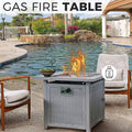 28” Gas Fire Pit Table 50,000 BTU Square Outdoor Gas Firepits Ash Gray