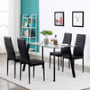 Dining Table Set for 4, Seizeen 5 Pieces Dining Room Set, Glass Dining Table with Leather Chairs, Small Space Breakfast Nook Set Bar Table for Kitchen, Black