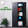 Metal Storage Cabinet for Indoor, Seizeen 5-Tier File Cabinet Tool Storage with Locking Door and Adjustable Shelves, Black Heavy-Duty Garage Cabinet for Home, School, Office, 71” Tall