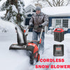 Snow Blower Cordless, Electric Snow Thrower Battery Powered for Quick Snow Removal, 21-Inch W and 12.5-Inch D, LED Lights, 180º Adjustable Chute