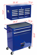 Rolling Tool Chest with 8 Drawers, 2-IN-1 Hidden Multifunctional Toolbox Set, Blue Tool Box On Wheels Storage Cabinet Lockable with Sliding Drawers Handle Hook, Large Capacity Box for Tool