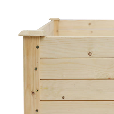 Outdoor Wooden Raised, 48'' x 48'' Garden Bed Extra Large, Durable Planter Box for Vegetables, Flowers, Grass, Lawn, Yard - Natural
