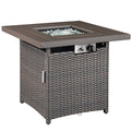 Gas Fire Pit Table 28 inch 50,000 BTU Square Outdoor Propane Fire Pit Table Brown