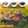 Outdoor Fireplace Set, 32" Outdoor Patio Wood Burning Fire Pit Table as Grill/Ice Bucket with Screen Lid, Poker, BBQ Net, Cover, for Camping BBQ Heating Bonfire and Picnic, with Ice Bowl