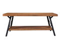 43'' Metal Legs Rustic Coffee Table Solid Wood Tabletop