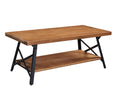 43'' Metal Legs Rustic Coffee Table Solid Wood Tabletop