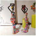 2 pcs African Women Beauty Lady Decorative Statue Resin Figurine Craft Candlestick