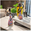 2 pcs African Women Beauty Lady Decorative Statue Resin Figurine Craft Candlestick