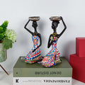 2 pcs African Women Beauty Lady Decorative Statue Resin Figurine Craft Candlestick