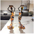 2 pcs African Women Beauty Lady Decorative Statue Resin Figurine Craft Candlestick