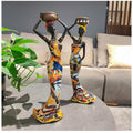 2 pcs African Women Beauty Lady Decorative Statue Resin Figurine Craft Candlestick