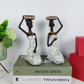 2 pcs African Women Beauty Lady Decorative Statue Resin Figurine Craft Candlestick