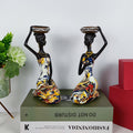 2 pcs African Women Beauty Lady Decorative Statue Resin Figurine Craft Candlestick