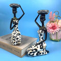 2 pcs African Women Beauty Lady Decorative Statue Resin Figurine Craft Candlestick