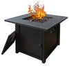 Gas Fire Pit Table 30 inch 50,000 BTU Square Outdoor Propane Fire Pit Table Black