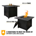 Gas Fire Pit Table 30 inch 50,000 BTU Square Outdoor Propane Fire Pit Table Black