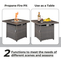 Gas Fire Pit Table 28 inch 50,000 BTU Square Outdoor Propane Fire Pit Table Brown