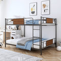 Bunk Bed Full over Full, Metal Full Bunk Bed with Ladder and Full-length Guardrails, Retro Full Size Bunk Bed Frame for Kids Teens Adults, No Box Spring Needed, L0245