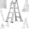 Seizeen Multipurpose Ladder, A-type Step Ladder 17ft Extension, 5-IN-1 Multiposition Straight Ladder Alloy Aluminum 32LBS, Lightweight Folding Ladder Max Load 250LBS, 20 Positions