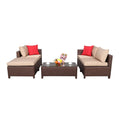 Brown 5-Piece Set Rattan Sofa