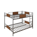 Bunk Bed Full over Full, Metal Full Bunk Bed with Ladder and Full-length Guardrails, Retro Full Size Bunk Bed Frame for Kids Teens Adults, No Box Spring Needed, L0245