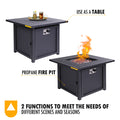 28” Gas Fire Pit Table 50,000 BTU Square Outdoor Gas Firepits Black