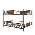 Bunk Bed Full over Full, Metal Full Bunk Bed with Ladder and Full-length Guardrails, Retro Full Size Bunk Bed Frame for Kids Teens Adults, No Box Spring Needed, L0245