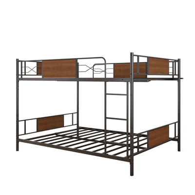 Bunk Bed Full over Full, Metal Full Bunk Bed with Ladder and Full-length Guardrails, Retro Full Size Bunk Bed Frame for Kids Teens Adults, No Box Spring Needed, L0245