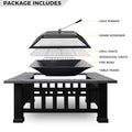 Multifunctional Fire Pit Table 32in 3 in 1 Metal Square Patio Firepit Table BBQ Garden Stove