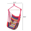 Hammock Chair Distinctive Cotton Canvas Hanging Rope Chair with Pillows Rainbow