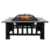 Multifunctional Fire Pit Table 32in 3 in 1 Metal Square Patio Firepit Table BBQ Garden Stove