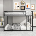 Bunk Bed Full over Full, Metal Full Bunk Bed with Ladder and Full-length Guardrails, Retro Full Size Bunk Bed Frame for Kids Teens Adults, No Box Spring Needed, L0245