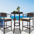 SEIZEEN 3-Piece Outdoor High Bar Chairs Set