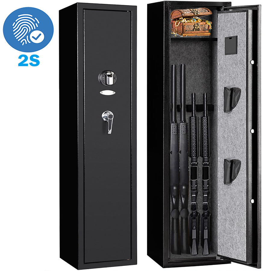 Seizeen Rifle Gun Safe Cabinet, Upgraded 2-Safe Opening Ways Long Rifle Safe, Thickened Steel Pistol and Rifle Safe for Home, Fixed Anti-Static Rifle Safe Fingerprint Access